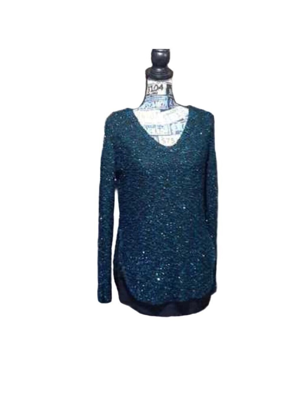Apt. 9 Black and Teal Sequin Sweater